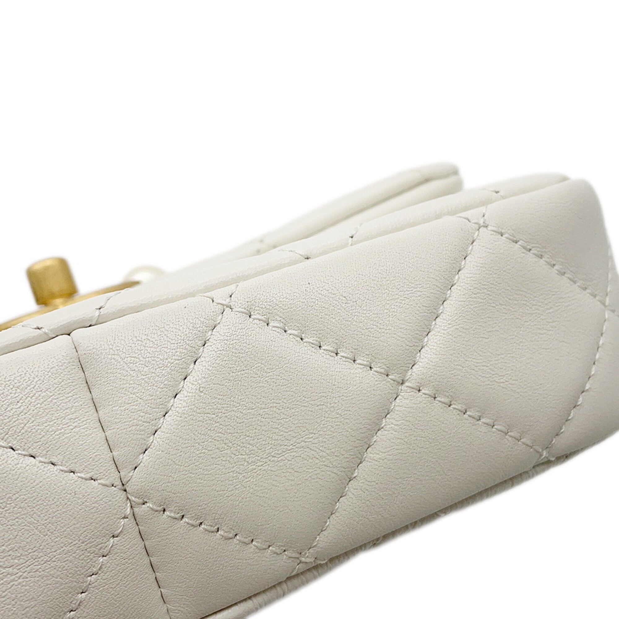 Chanel Chain Shoulder Bag, Matelassé, Coco Mark, Lambskin, White, Handbag, Women's, CHANEL — Like New