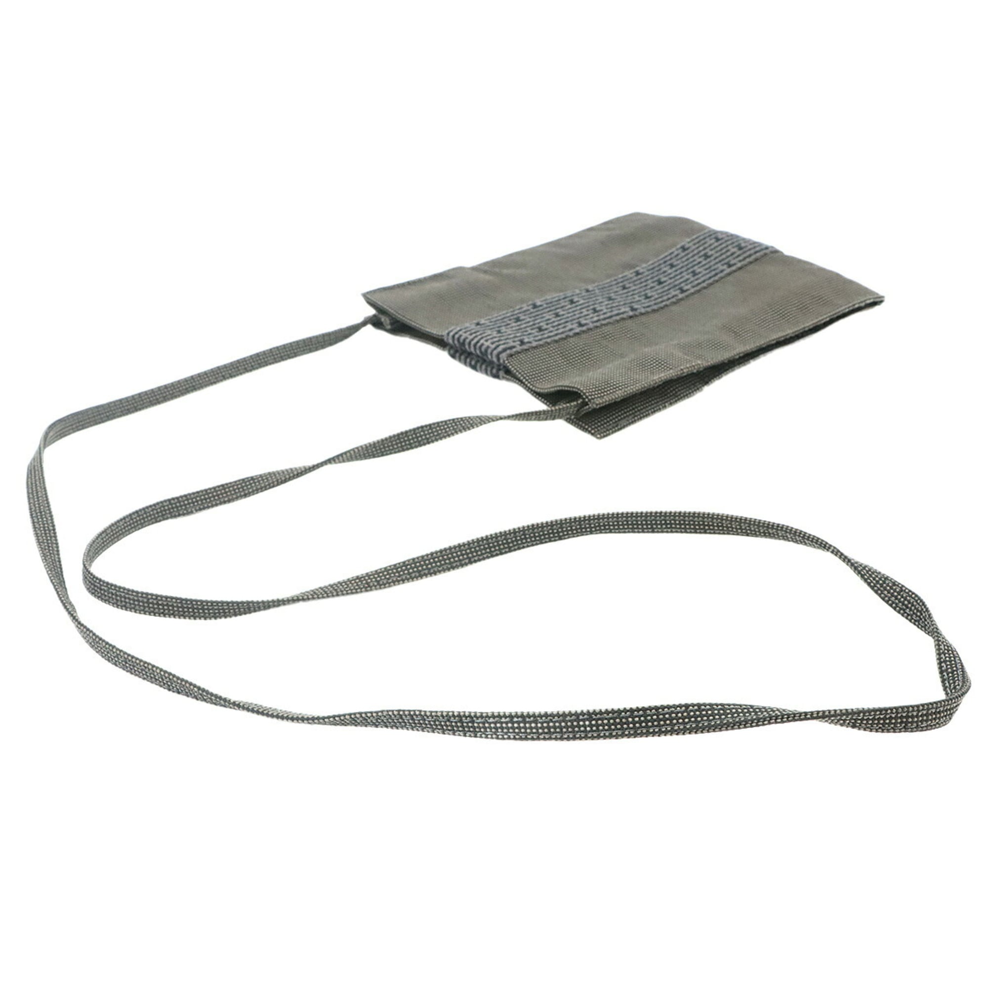Hermes Herline Pochette Shoulder Handbag, Canvas, Gray — Like New