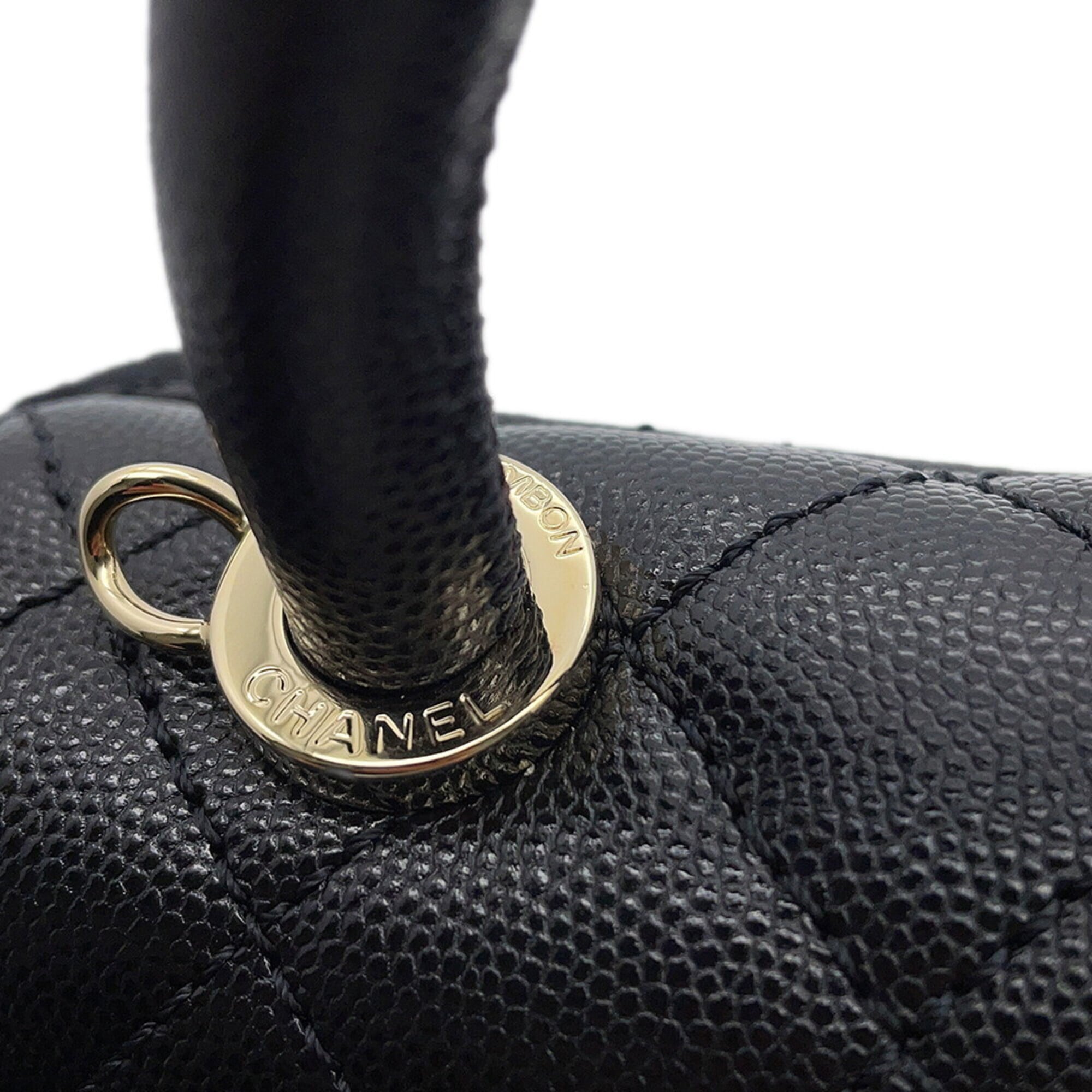 Chanel handbag, Coco Mark, Matelassé, Handle, XXS, caviar leather, AS2215, CHANEL 2-way, black, women's — Like New