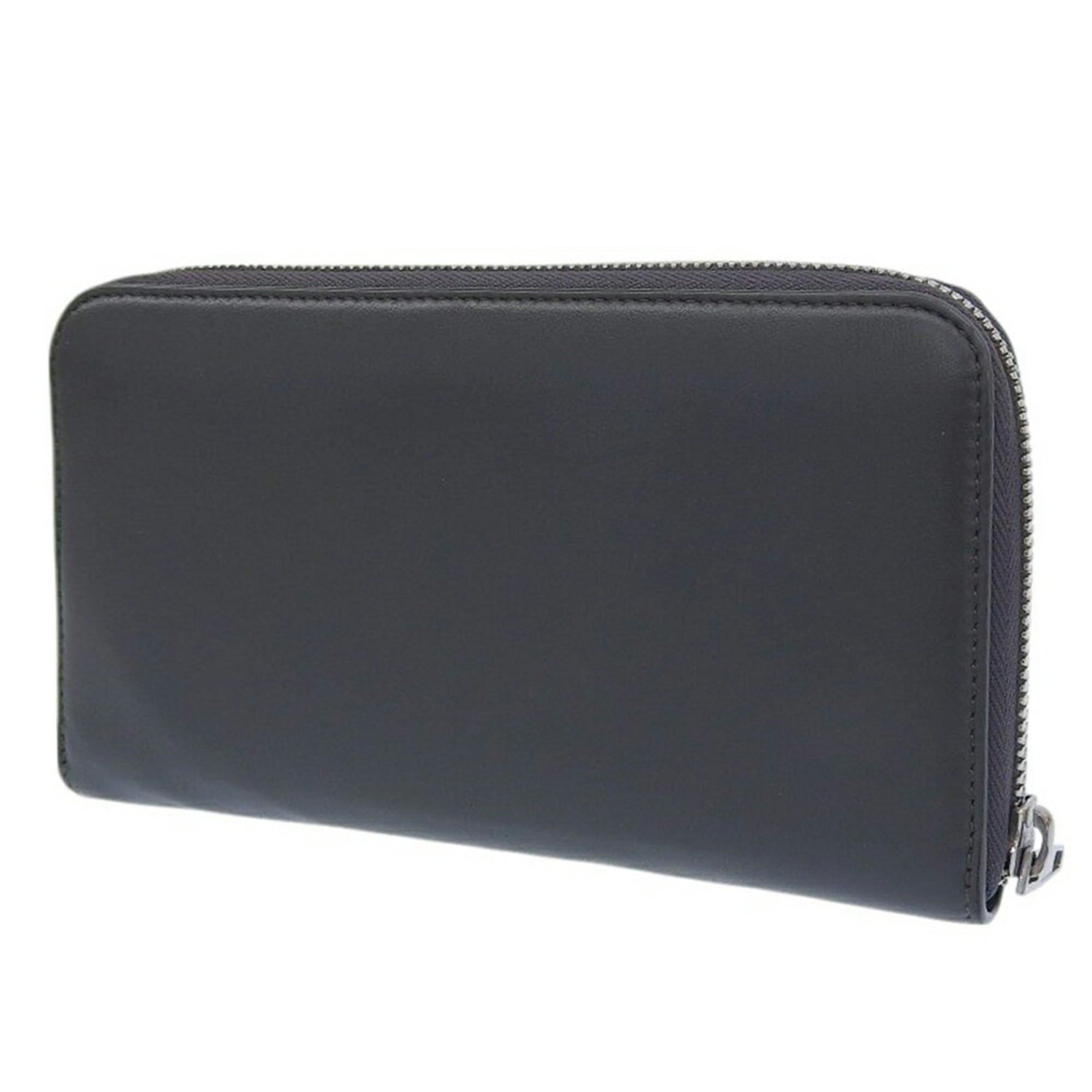 BALENCIAGA Paper Continental 504547 1110 Y 203437 Round Long Wallet Leather Grey