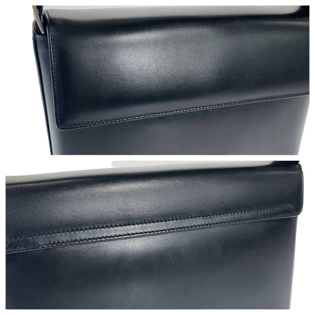 Salvatore Ferragamo Vara black leather shoulder bag with silver hardware, AF-21 9226, for women
