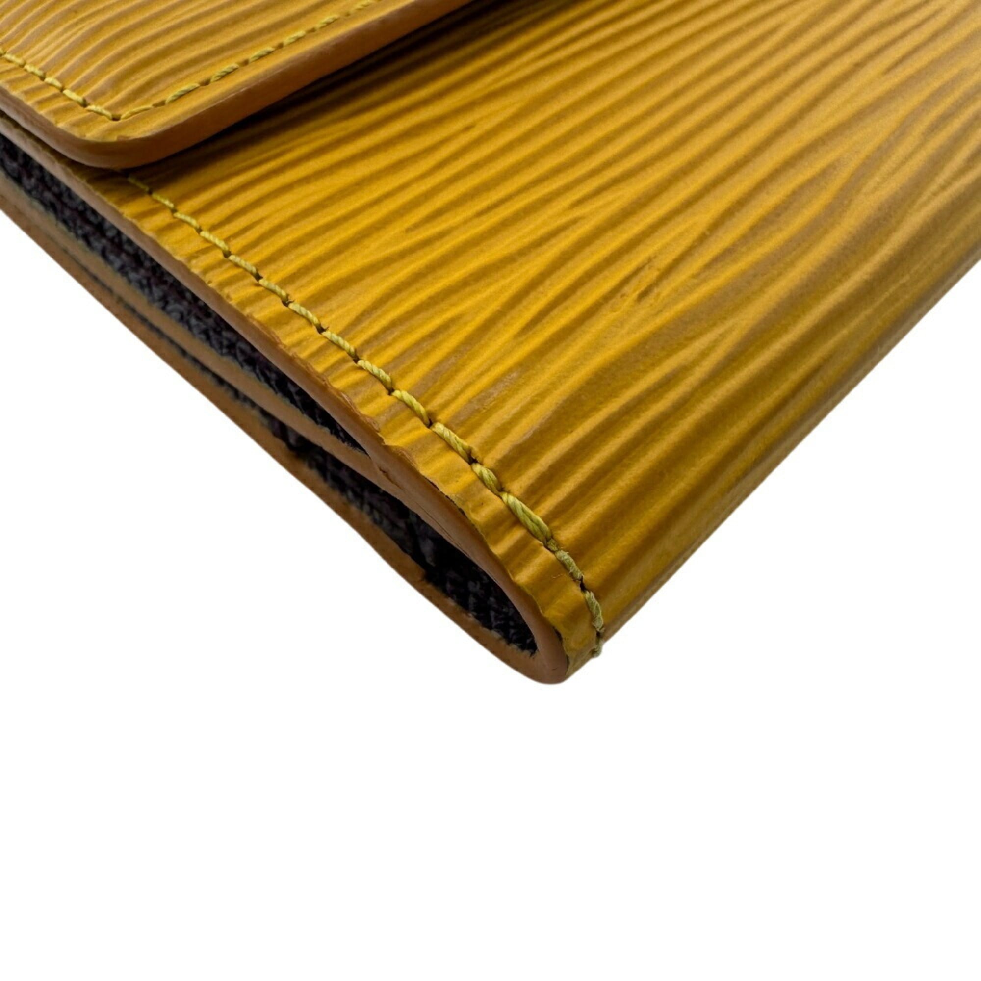 LOUIS VUITTON M63489 Porte Monnaie Bi-E Carte Credit Compact Wallet, Card Case, Epi Leather Coin Yellow, Women's