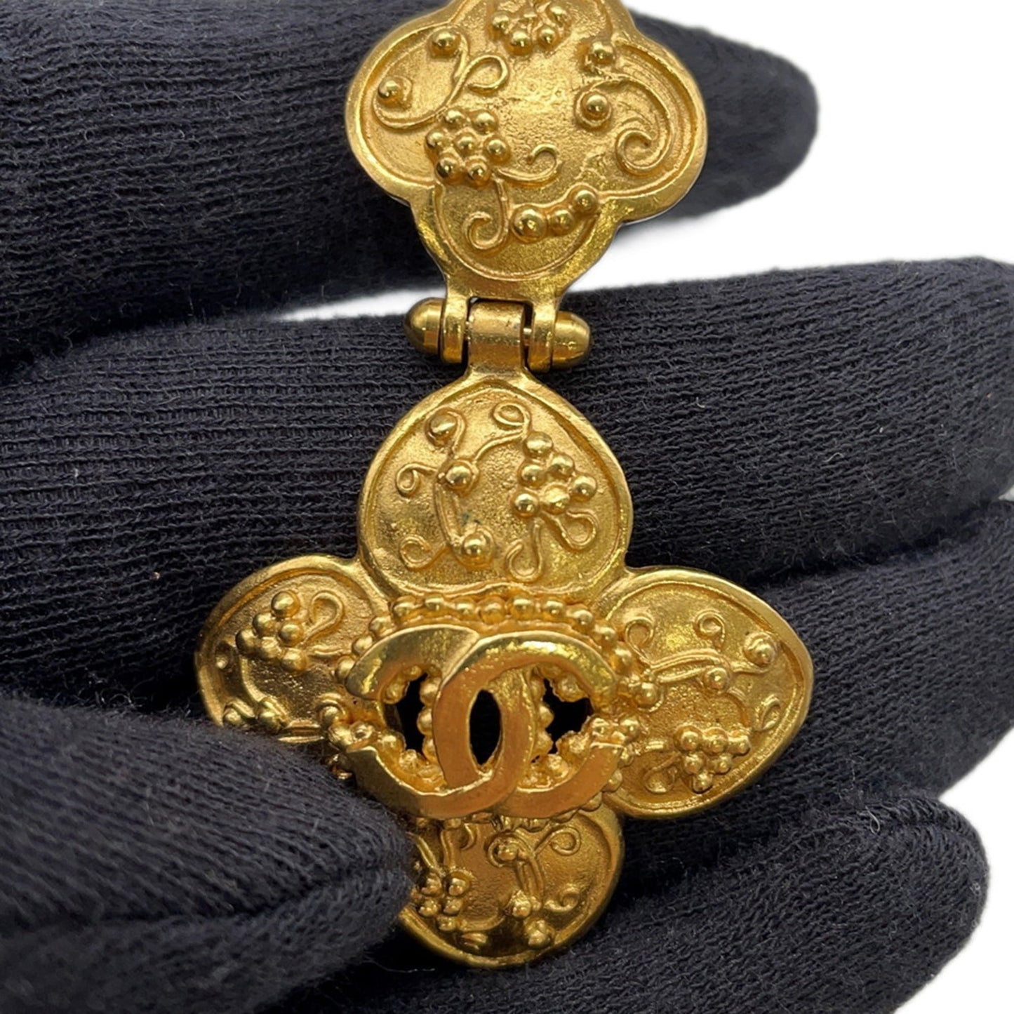 Chanel Coco Mark Flower Metal Earrings 96A CHANEL