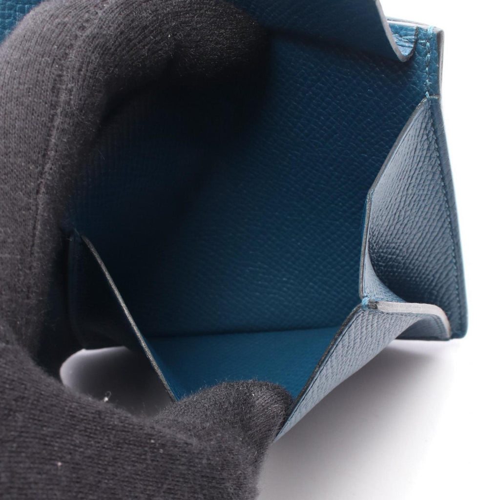 Hermes Hermès MC2 Thales Bifold Wallet in Calfskin Leather (Cowhide) with Epsom Leather, Men's Blue