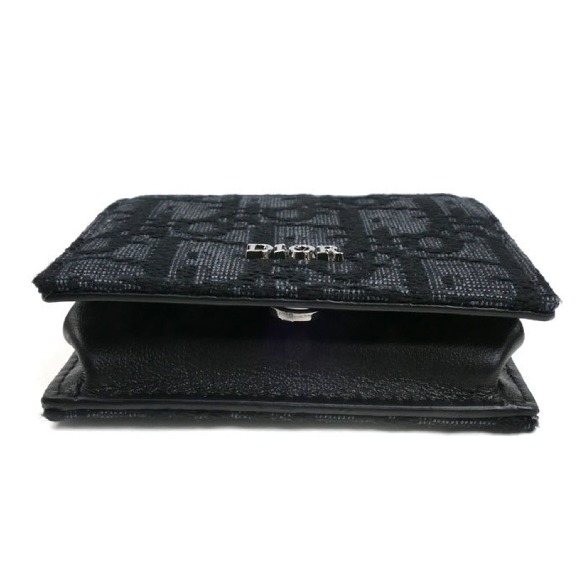 Christian Dior Dior Oblique Coin Case, Black, 2ESCP049YSE, Jacquard, Women's