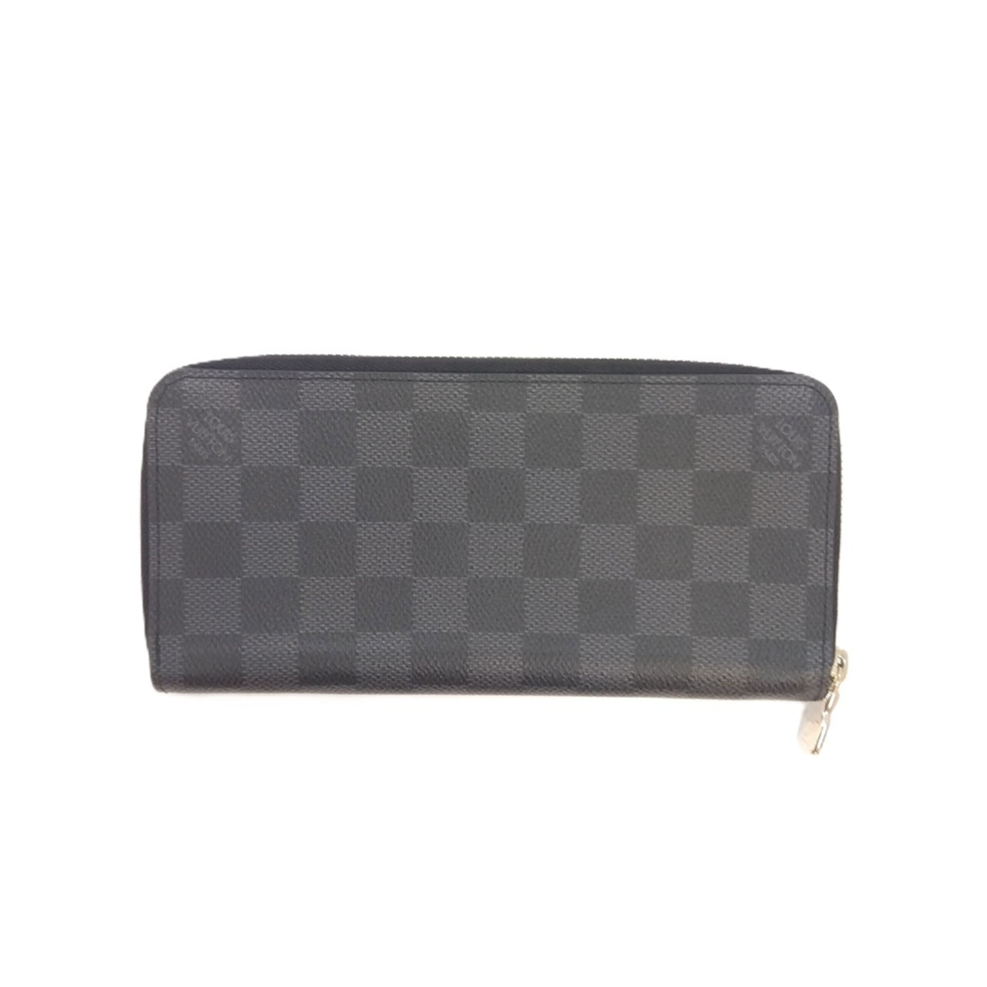Louis Vuitton Zippy Wallet, Vertical, Round Zipper, Damier Graphite, N63095, Black, RFID, Men's