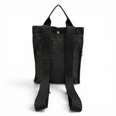 HERMES Hermes Herline Ad PM Canvas Backpack Daypack with Padlock, Gray, Made in France, Women's — Like New