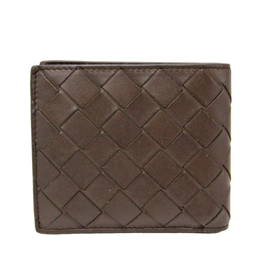 Bottega Veneta Intrecciato 605722 Women's Leather Wallet (tri-fold) Dark Brown