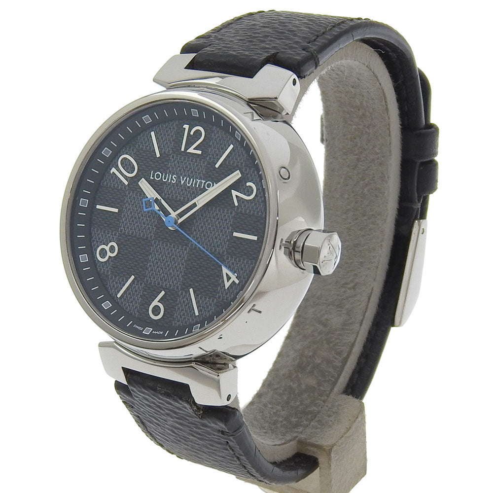 Louis Vuitton Tambour GM Watch QA073 Stainless Steel x Monogram Eclipse Canvas Quartz Analog Display Black Dial Men's — Good