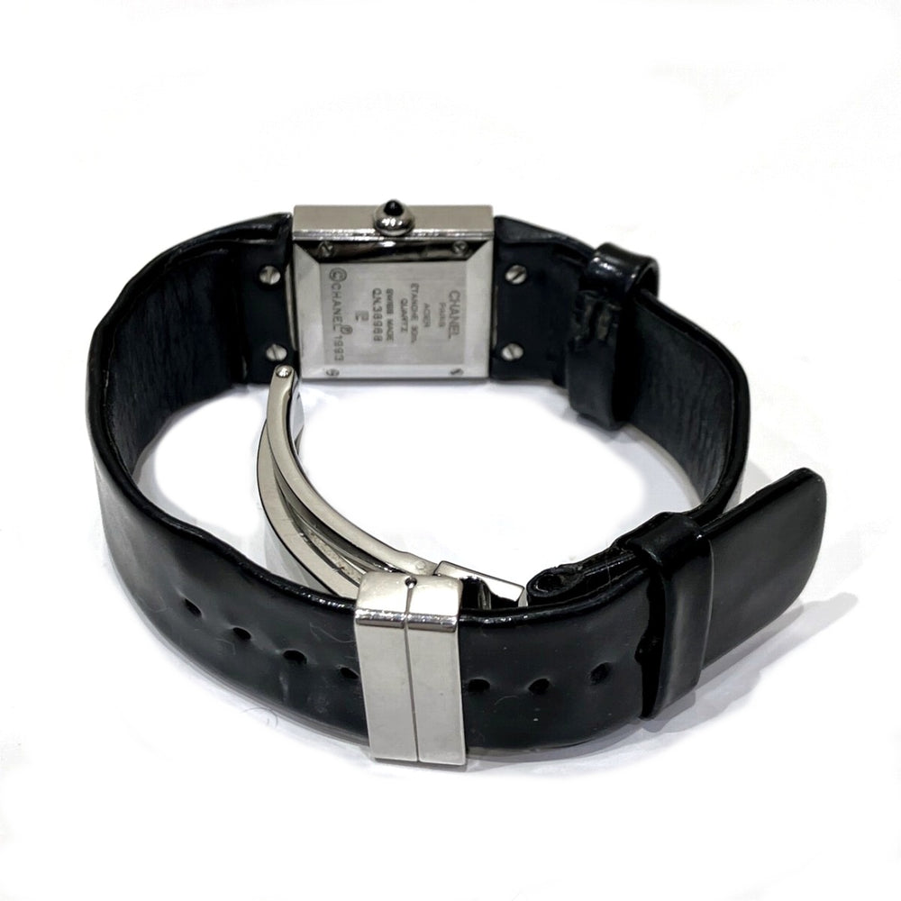 Chanel Matelassé Watch, Total Weight 27g, Stainless Steel, Genuine Leather Strap, Quartz Movement, Black Dial, H0116 — Good