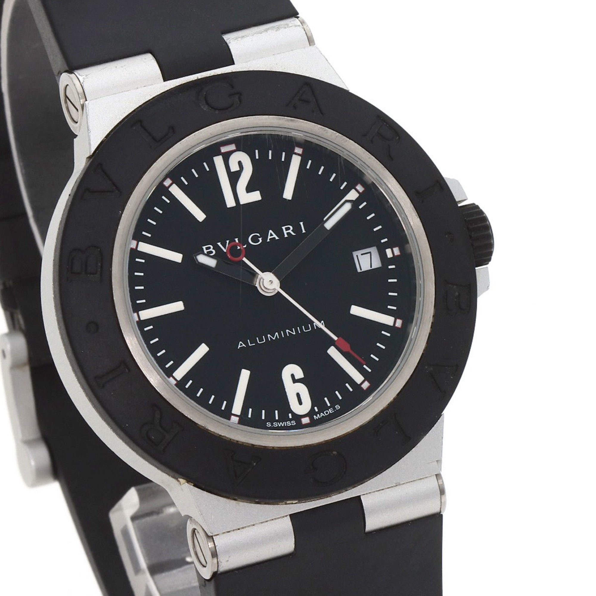 BVLGARI BB40AT Alum Date Watch Rubber Men's — Good