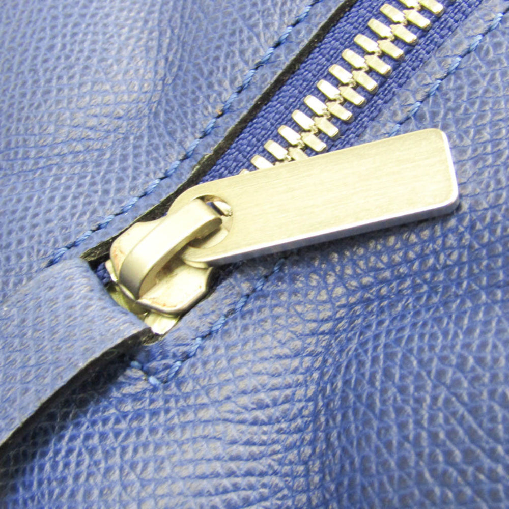 Valextra Large Beauty Case V6A68 Unisex Leather Clutch Bag,Pouch Royal Blue — Like New
