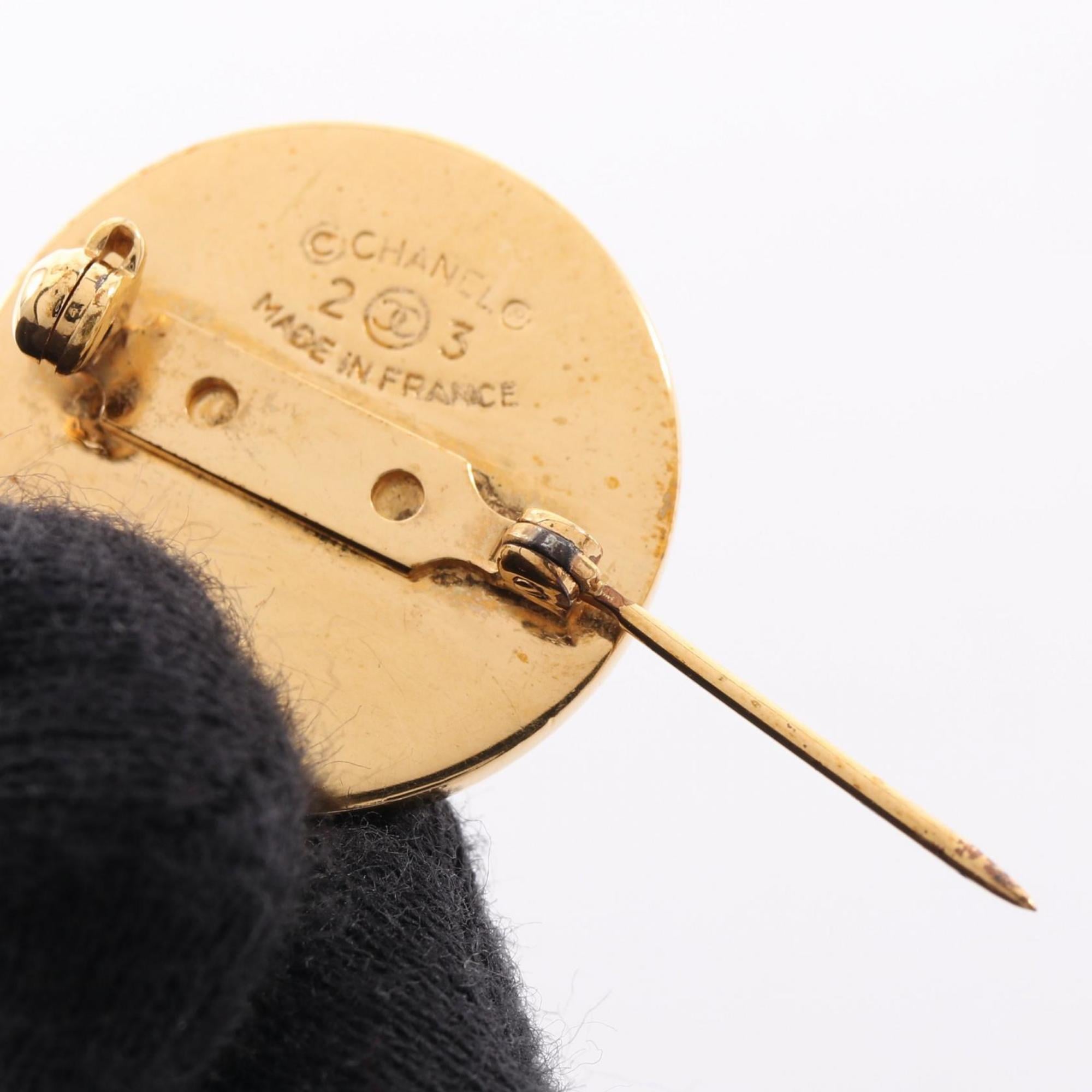 Chanel Coco Mark Back Motif Brooch Accessory, Gold Plated, Women's