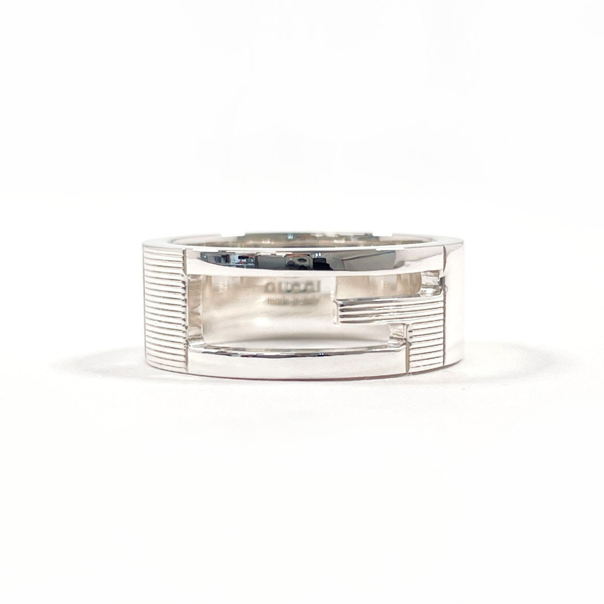 GUCCI Branded Cutout G Ring, Sterling Silver 925, Size 16.5cm, Men's — Like New
