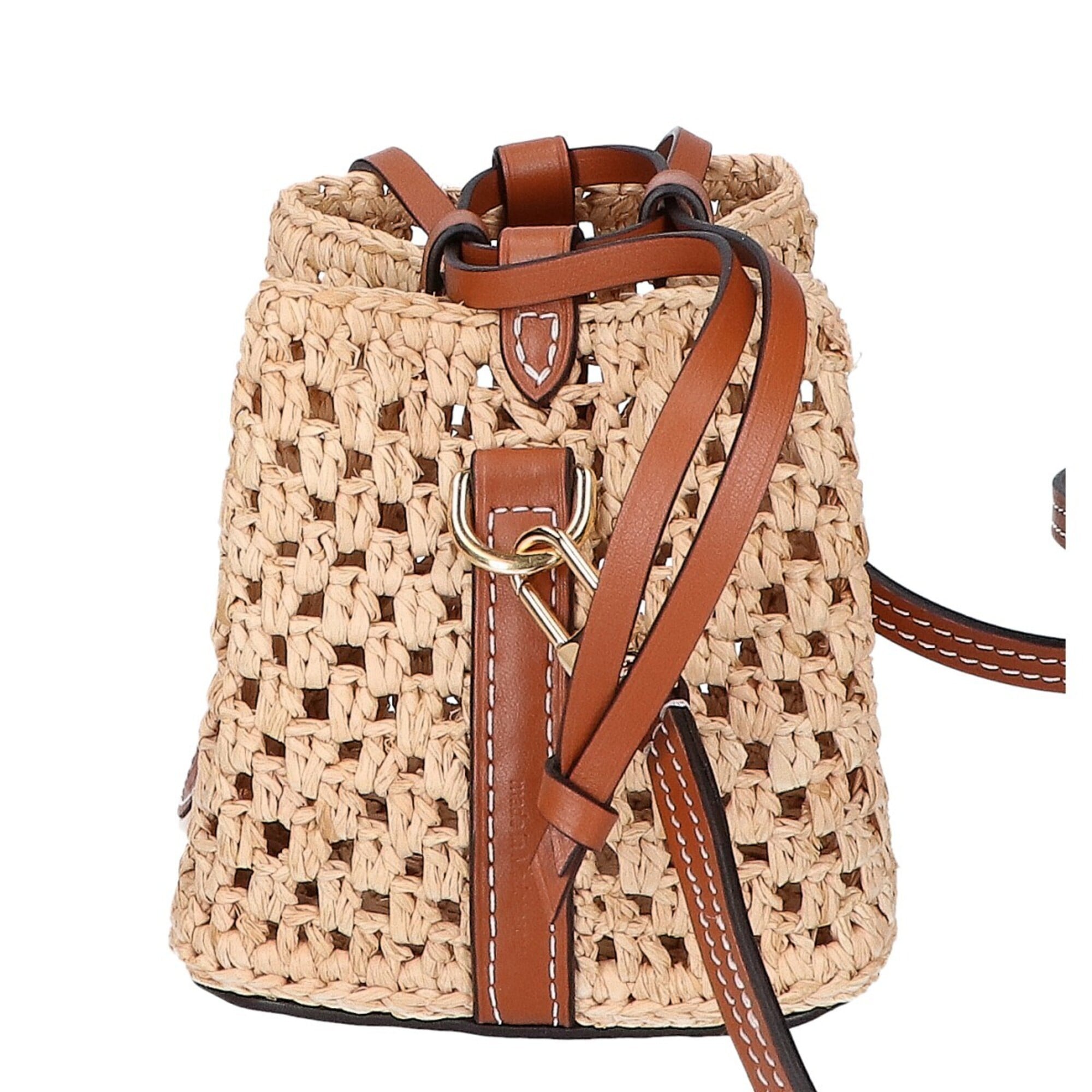 LOUIS VUITTON M83521 Raffia Noé Purse 2-Way Drawstring Shoulder Bag, Natural x Tan, Gold Hardware, Women's — Like New