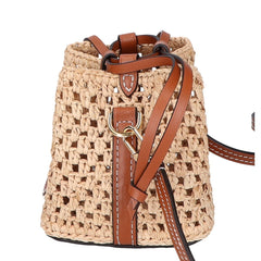 LOUIS VUITTON M83521 Raffia Noé Purse 2-Way Drawstring Shoulder Bag, Natural x Tan, Gold Hardware, Women's — Like New