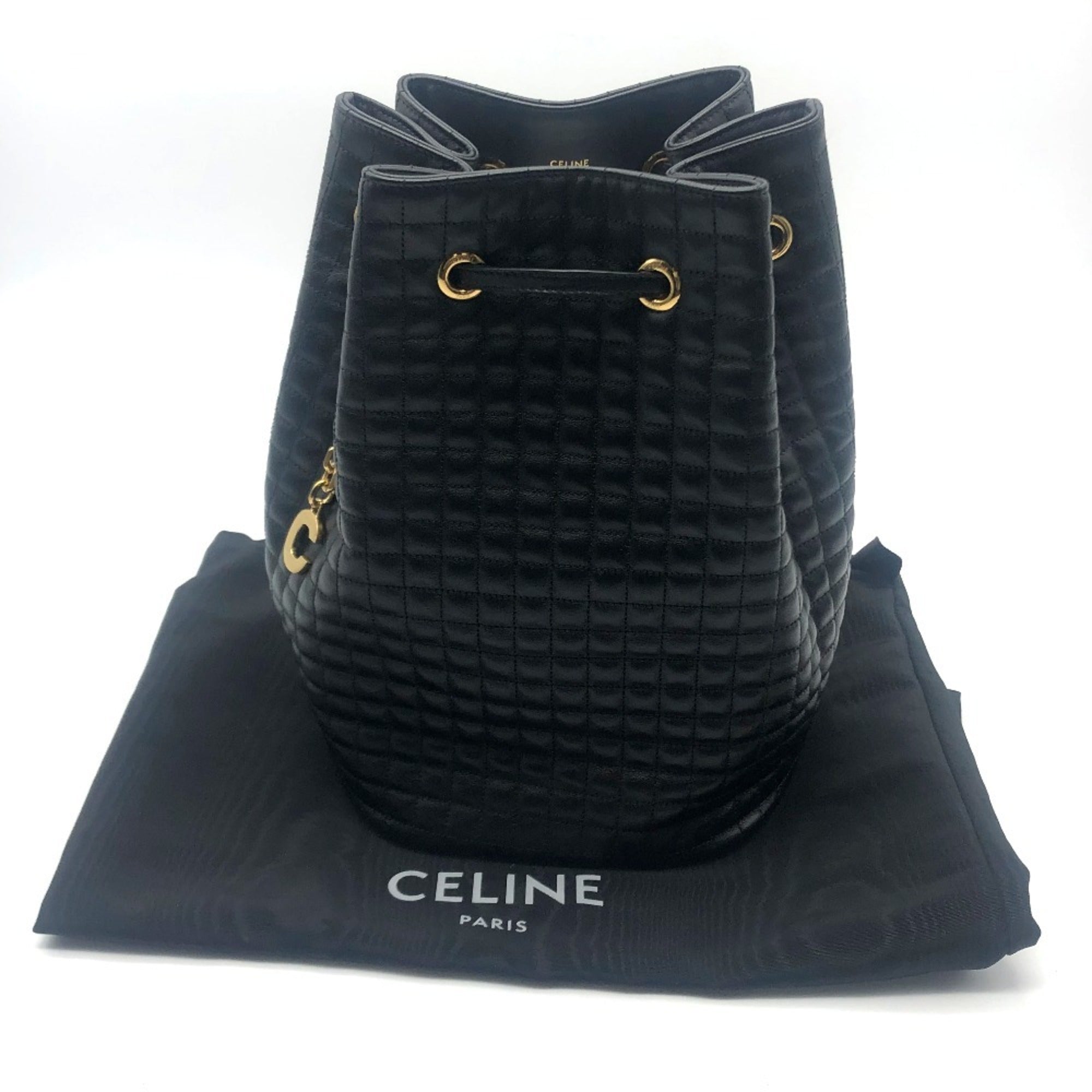 CELINE 188373BFI Small C Charm Backpack Leather Women's Black x — New - Store Return