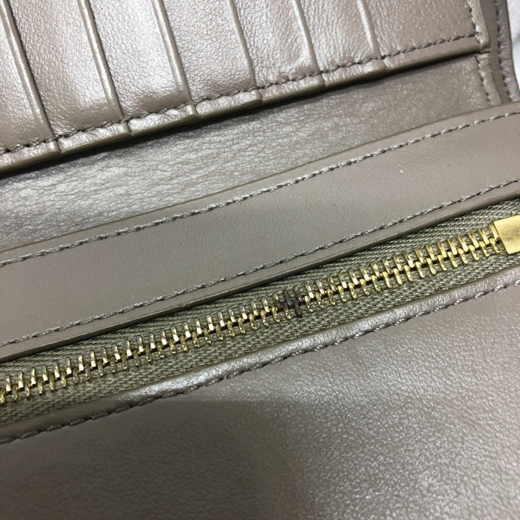 CELINE 10B643BRU Two-Tone Medium Strap Wallet, Compact Bi-fold Leather, Women's, Gray