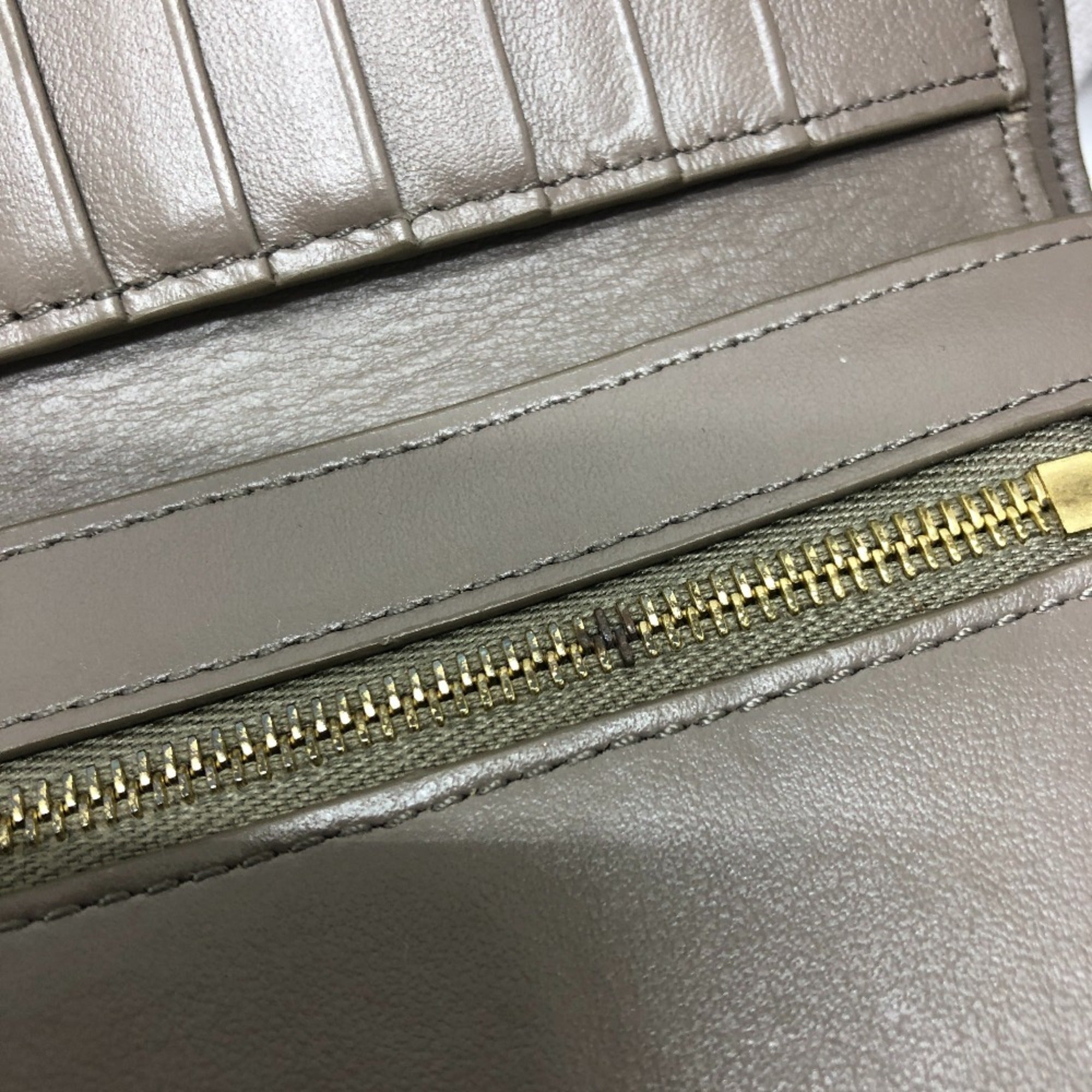 CELINE 10B643BRU Two-Tone Medium Strap Wallet, Compact Bi-fold Leather, Women's, Gray