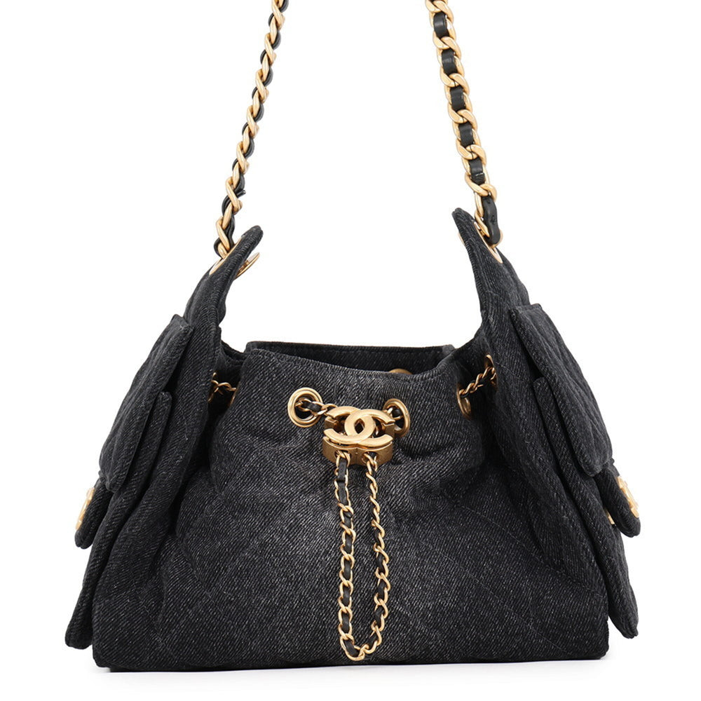 Chanel Chain Shoulder Bag CHANEL25 Mini Coco Mark Denim AS5631 CHANEL Black Handbag Women's — Like New