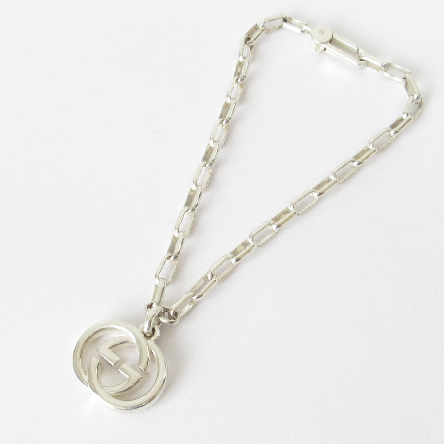 GUCCI GG Interlocking Chain Bracelet in SV925, Size 19cm, Silver, Women's