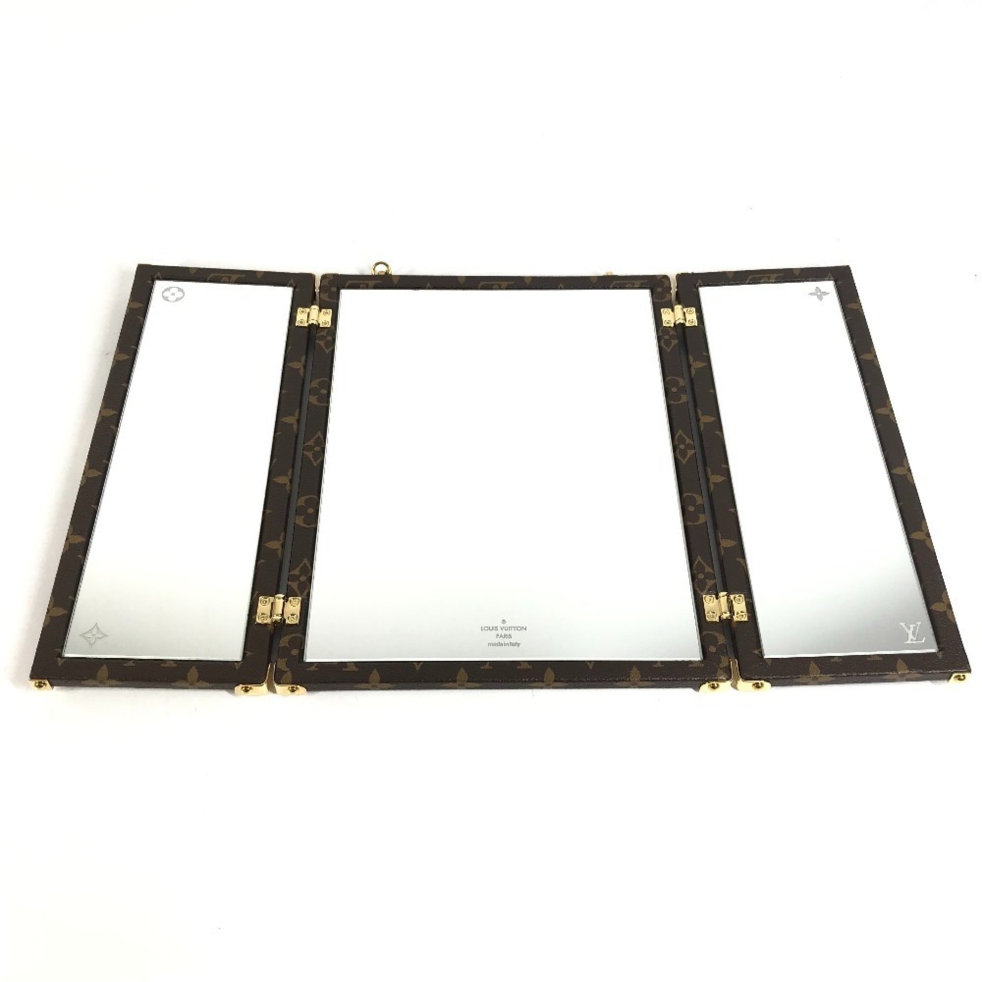 LOUIS VUITTON GI0554 Monogram Home Mirror Trunk Interior Tri-fold Canvas Men's Women's Brown — Like New