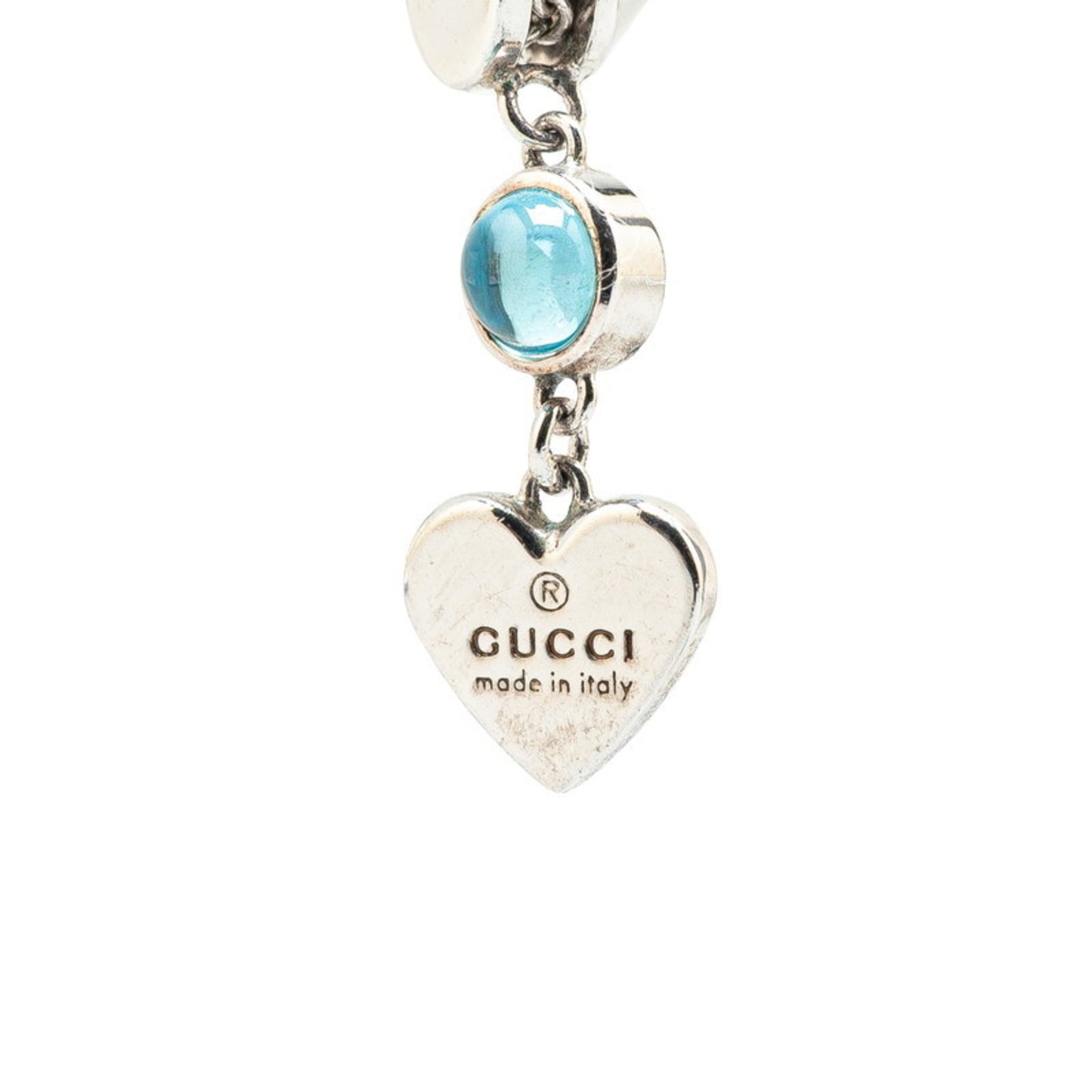 Gucci Heart Stud Rhinestone Necklace in Silver Metal for Women