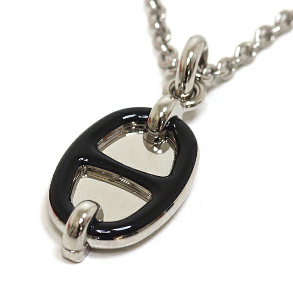 Hermes HERMES Pendant Mini Maillon PM Black Silver Necklace Unused — New - Store Return