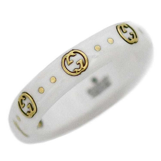 Gucci Icon Ring f-22977 White Yellow Gold Interlocking 679262 J85V5 8062 JP11 750 Ceramic GUCCI GG 18K Women's YG