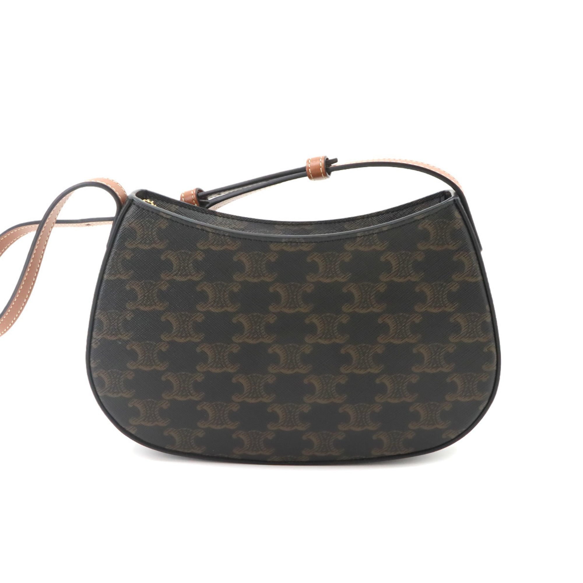 Celine Triomphe Shoulder Handbag, Leather, Brown, 115702, Gold Hardware — Like New