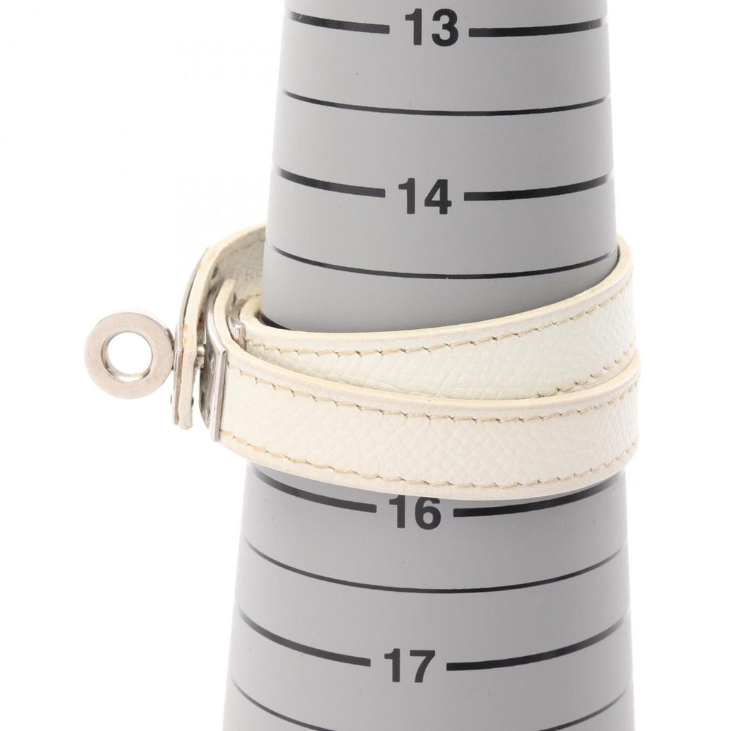 Hermes Hermès Kelly Double Tour Bracelet, Stainless Steel and Leather, Women's, White