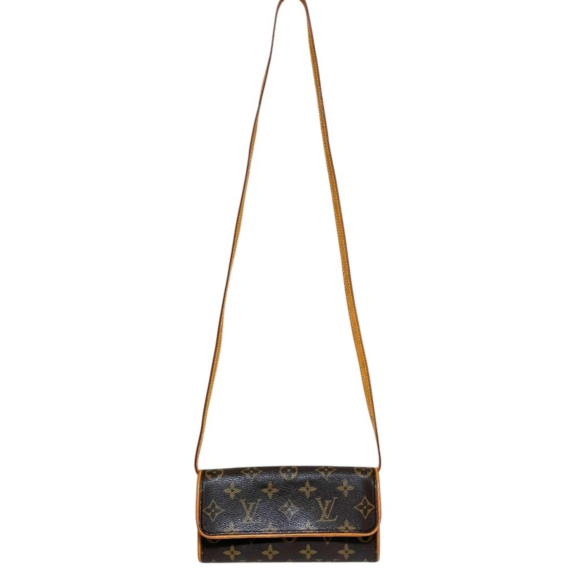LOUIS VUITTON Louis Vuitton Pochette Twin PM Monogram Shoulder Bag M51854 Brown Women's — Like New