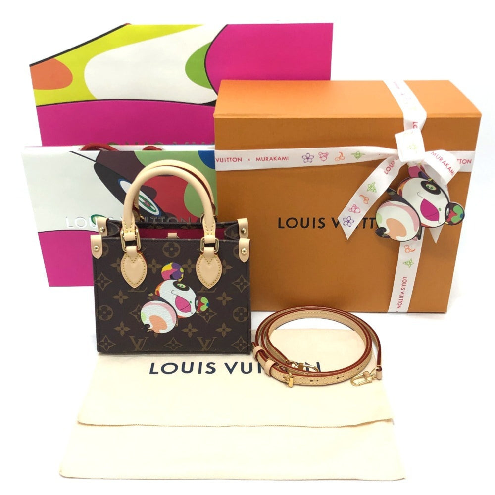 LOUIS VUITTON M13668 LV x TM On the Go BB Takashi Murakami Panda 2WAY Bag Shoulder Handbag Crossbody Monogram Canvas Women's Brown — New