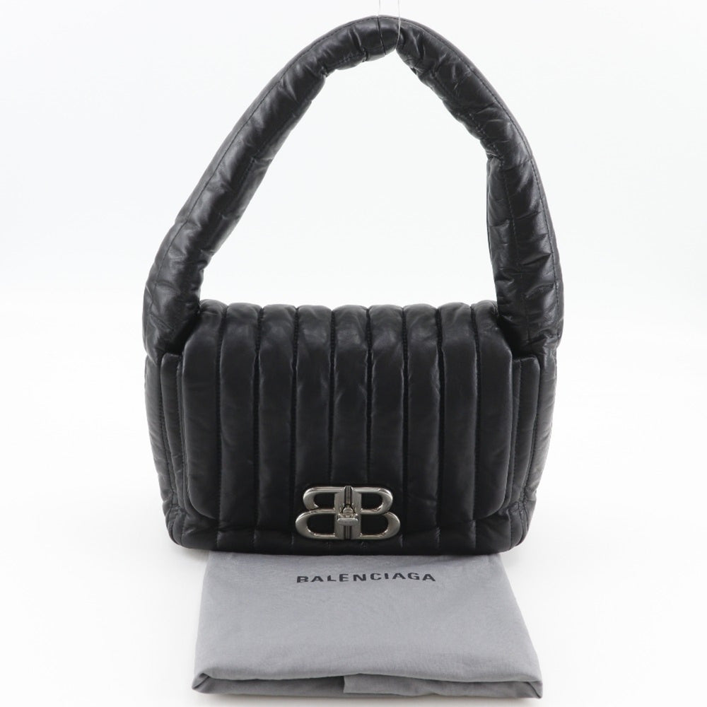 Balenciaga Monaco Shoulder Bag, Quilted, Calfskin, Black, A5 Size, Turn-Lock, Women's, 787896 — Like New