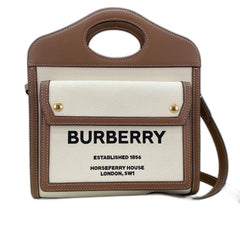 Burberry Mini Pocket Bag 2-Way Handbag Canvas Brown — Like New