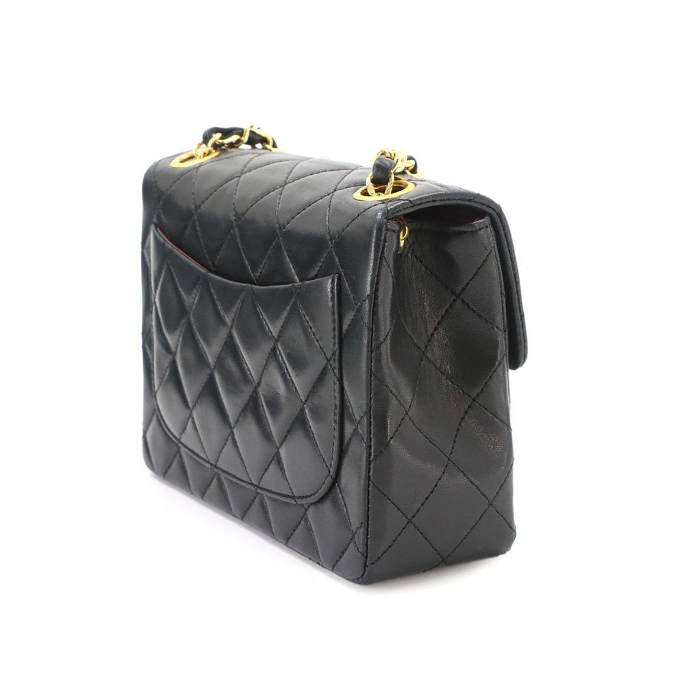 Chanel Mini Matelasse Chain Shoulder Handbag, Lambskin, Black, A01115, Gold Hardware — Like New