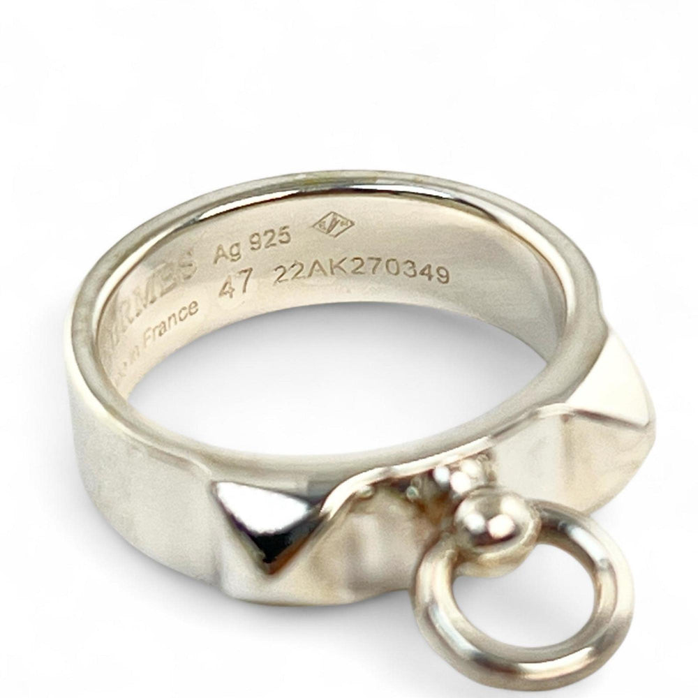 HERMES Collier de Chien Ring, AG925 Silver, Size 47, Made in France, Women's — Like New