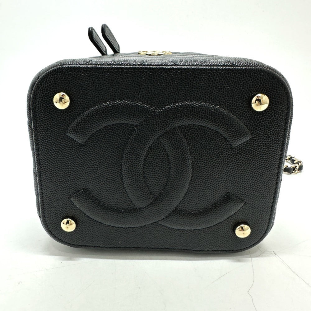 CHANEL AS2362 Coco Mark CC Matelasse Quilted Chain Bag Shoulder Handbag Vanity Caviar Skin Women's Black G-231125-90 — New - Store Return