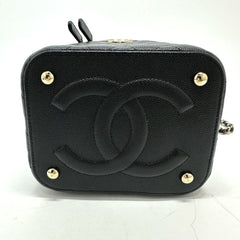 CHANEL AS2362 Coco Mark CC Matelasse Quilted Chain Bag Shoulder Handbag Vanity Caviar Skin Women's Black G-231125-90 — New - Store Return