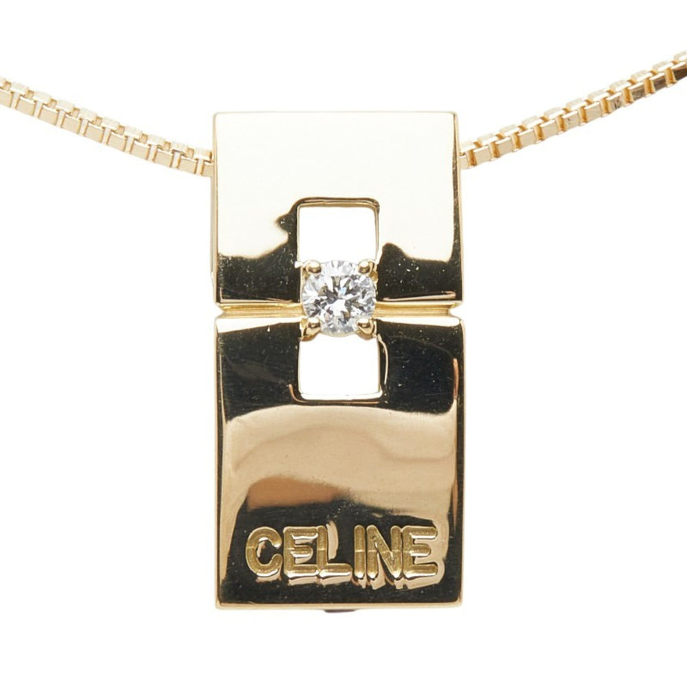 Celine 18K Yellow Gold Pendant Necklace with 0.05ct Diamond and 0.02ct Ruby for Women — Like New
