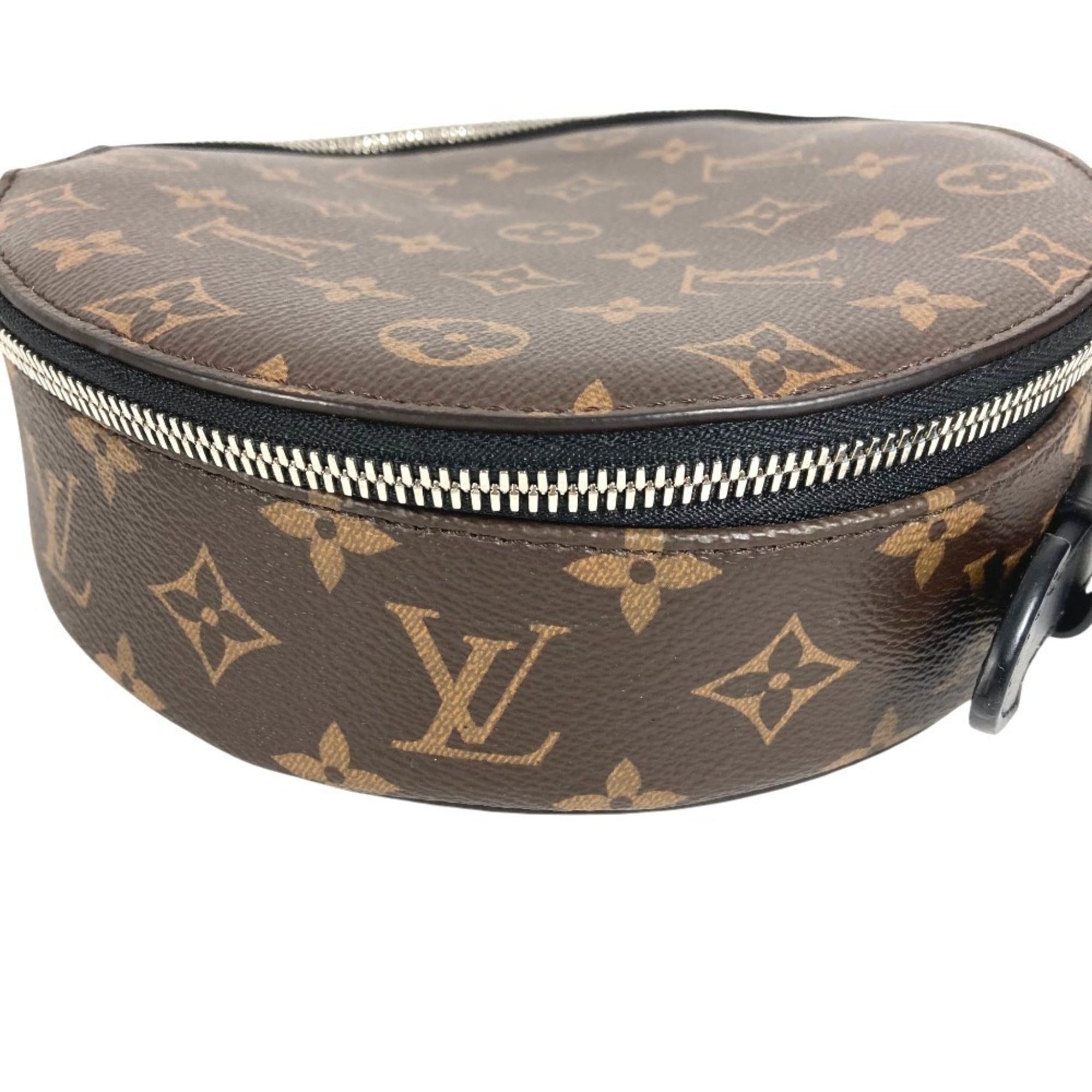 LOUIS VUITTON M46273 Monogram Audio Case Bag, Round Handbag, Canvas, Men's/Women's, Brown — Like New