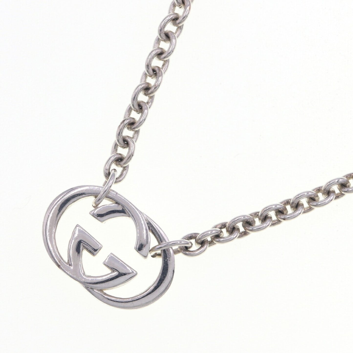 Gucci Double G Necklace 190489 SV Sterling Silver 925 Pendant Choker Interlocking Women's Men's GUCCI