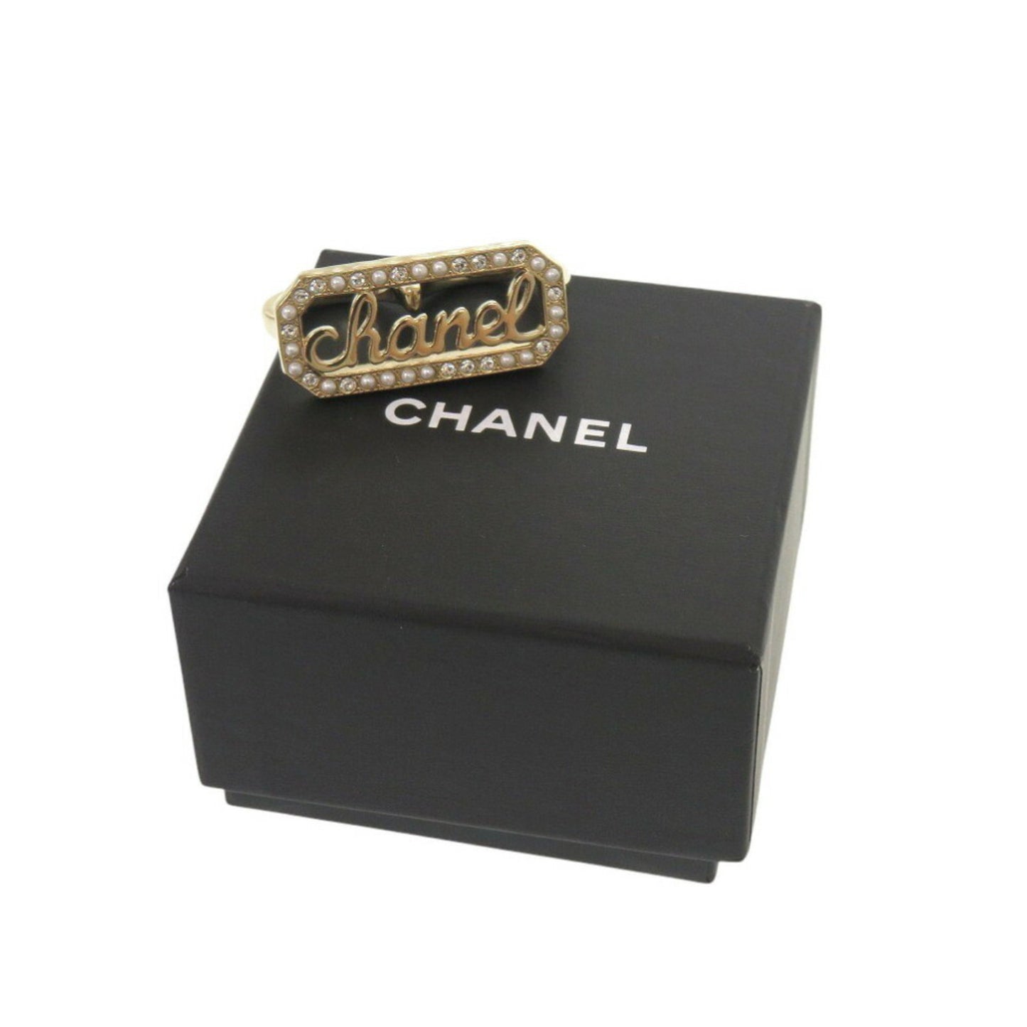 Chanel Double Finger L23B Metal Stone Faux Pearl Gold Ring 1183CHANEL
