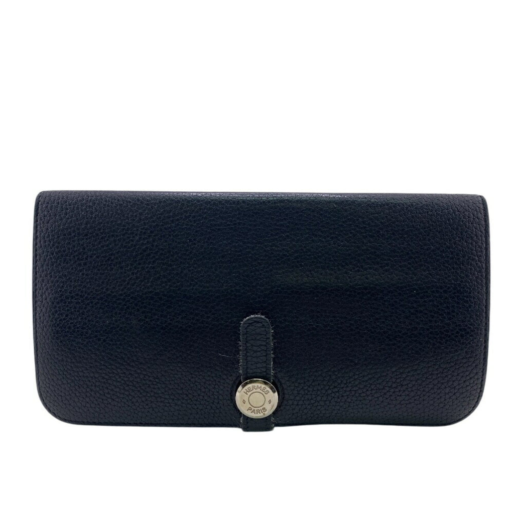 HERMES Dogon Long Wallet Black Men's
