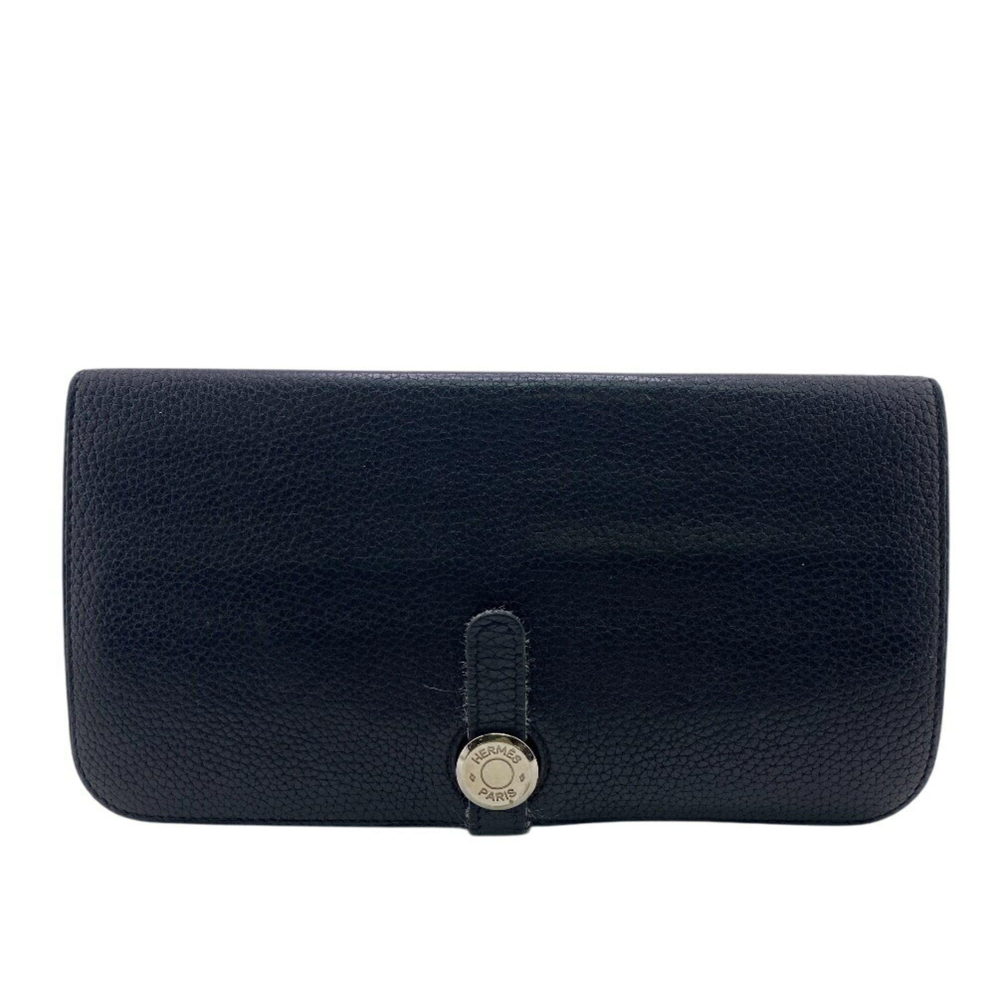 HERMES Dogon Long Wallet Black Men's