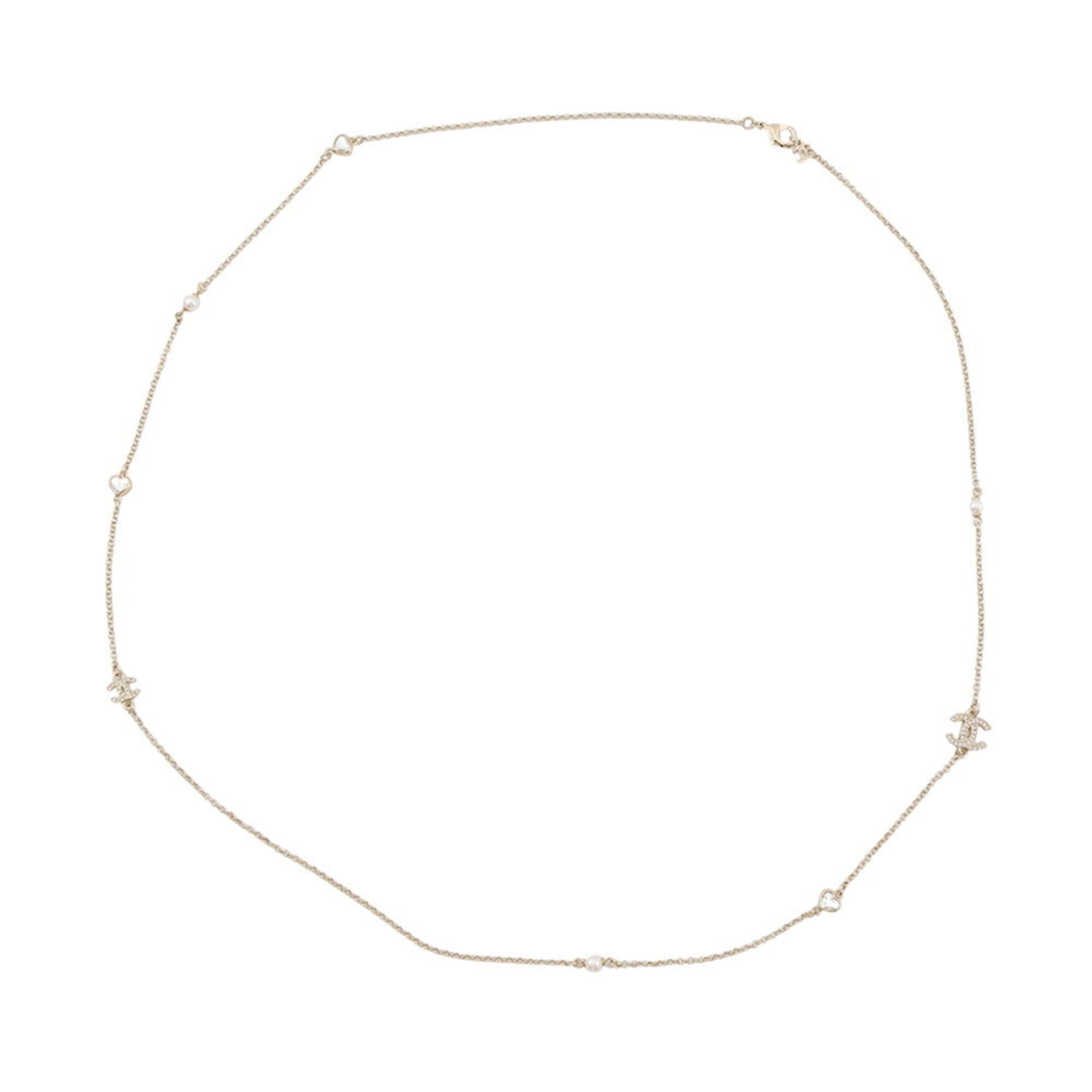 Chanel necklace, Coco Mark, faux pearl, CHANEL long Chanel, NECKLACE — Like New