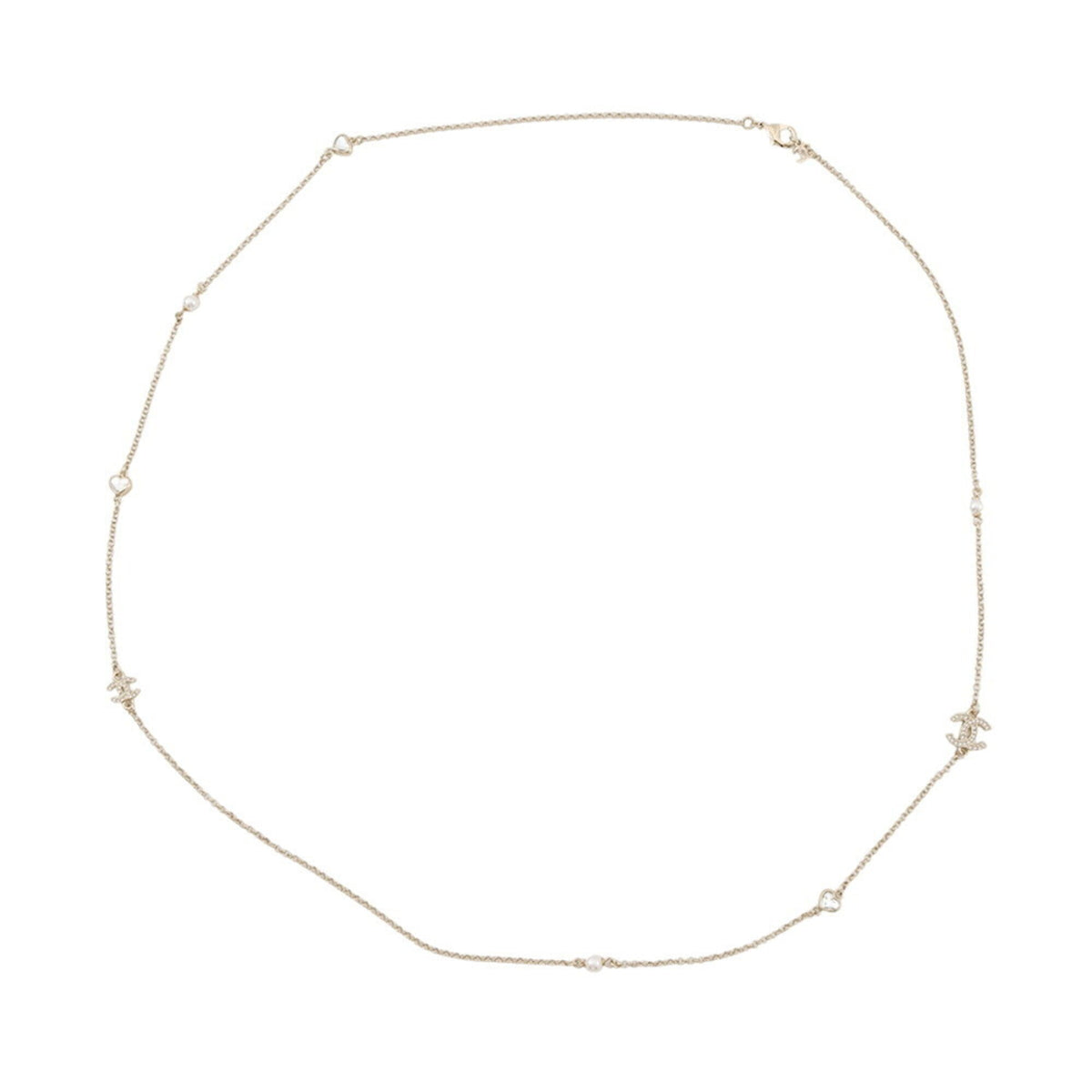 Chanel necklace, Coco Mark, faux pearl, CHANEL long Chanel, NECKLACE — Like New
