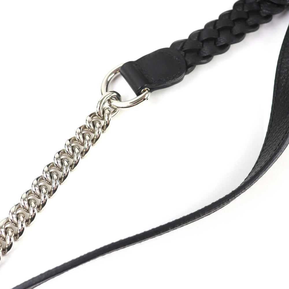 GUCCI 240241 Leather Microssima New Bamboo 2-Way Handbag Chain Shoulder Bag Black Silver Hardware with Dust Made in Italy Women's — Like New