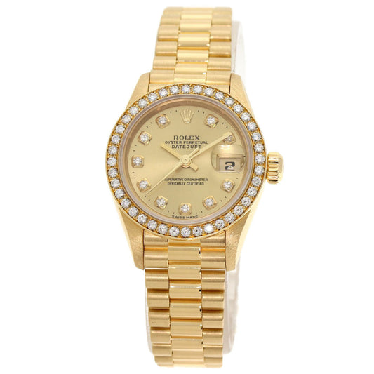 Rolex 69138G Datejust 10P Diamond Watch K18 Yellow Gold K18YG Ladies ROLEX