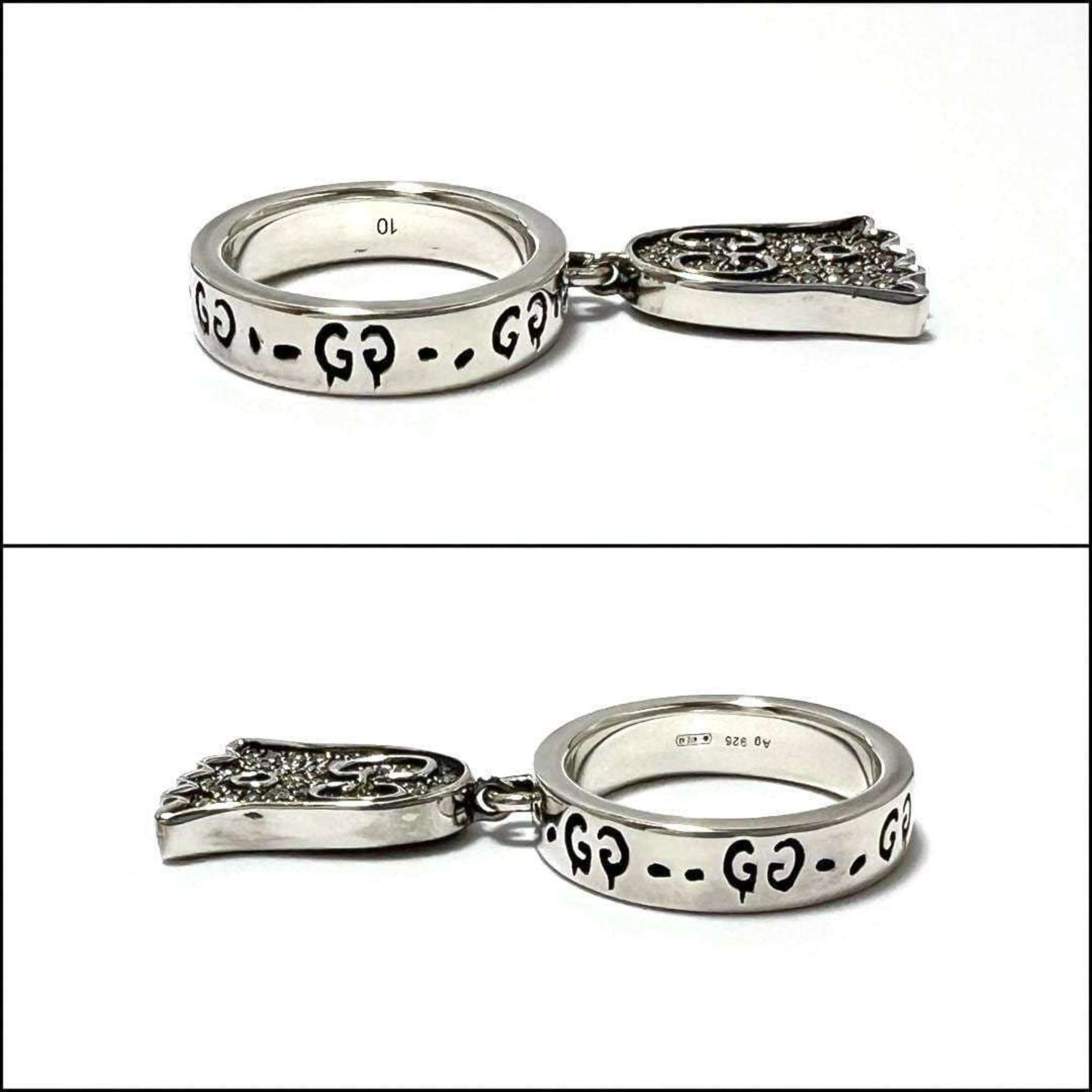 GUCCI Women's Ghost Pave Diamond Ring in Silver 925 — Like New